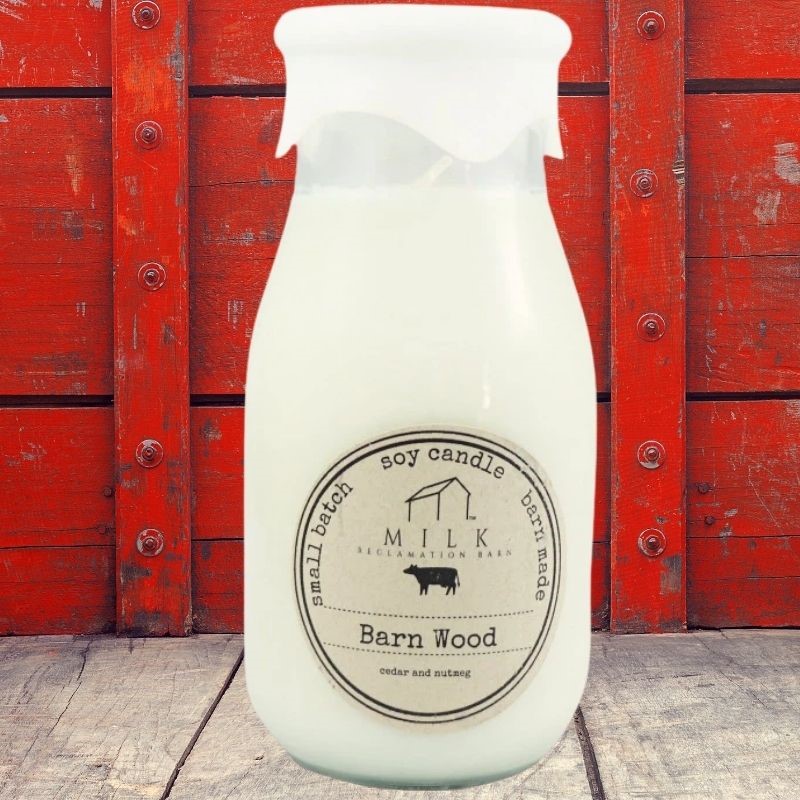 Barn Wood Milk Bottle Candle